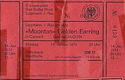Golden Earring show ticket#453 January 14, 1974 Offenbach (Germany) - Stadthalle